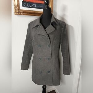 Women's Gray Double-Breasted Pea Coat
